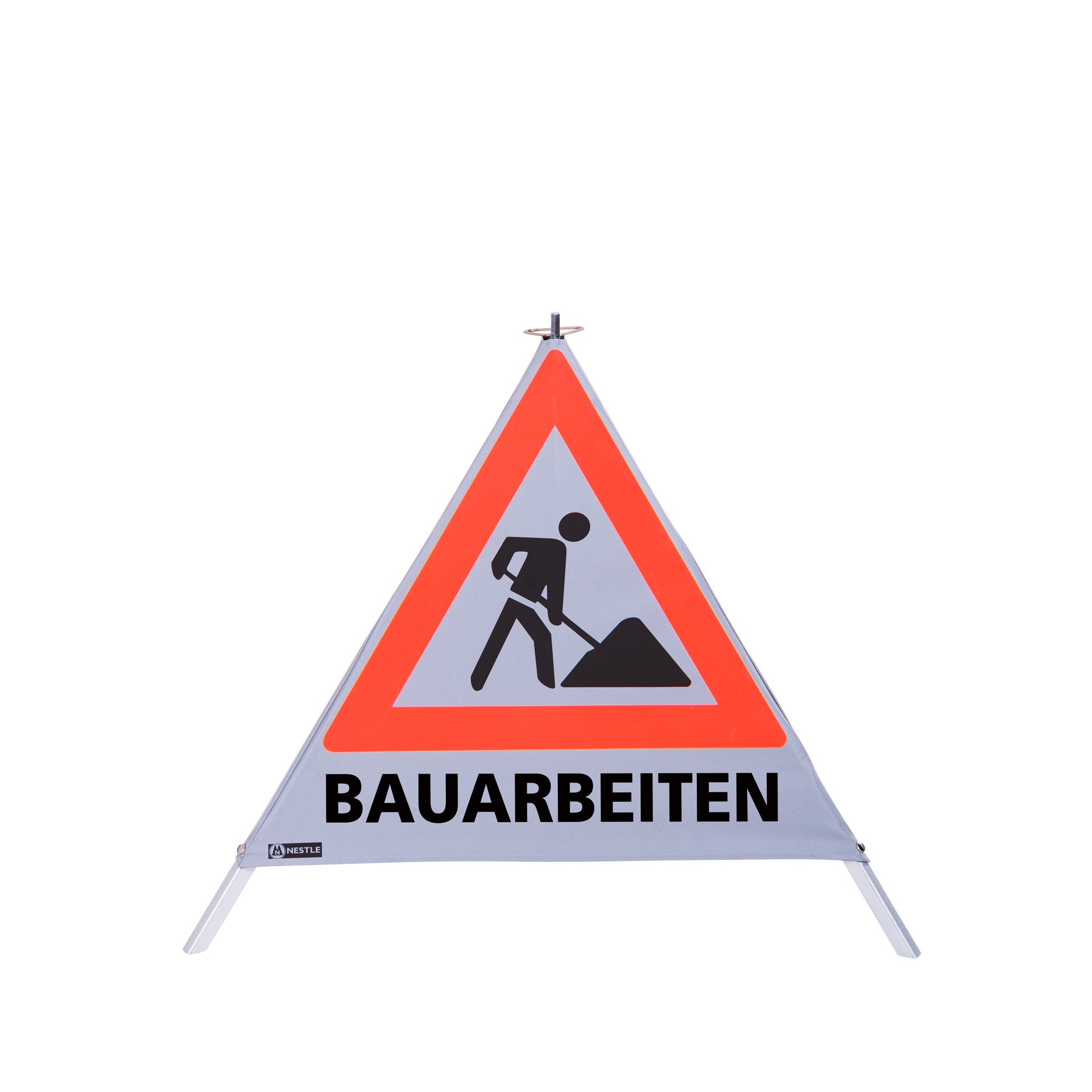 NESTLE Warnpyramide 70 cm, Schaufelmann (VZ123), retroreflektierend, mit Feder NESTLE Warnpyramide 70 cm, Schaufelmann (VZ123), retroreflektierend, mit Feder
